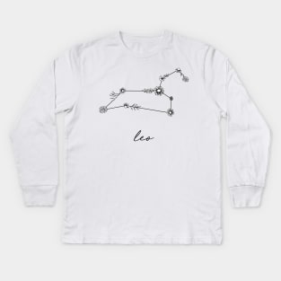 Leo Zodiac Wildflower Constellation Kids Long Sleeve T-Shirt